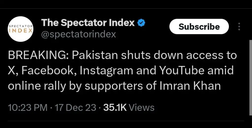 Breaking News: Social Media Platforms Blocks across Pakistan
